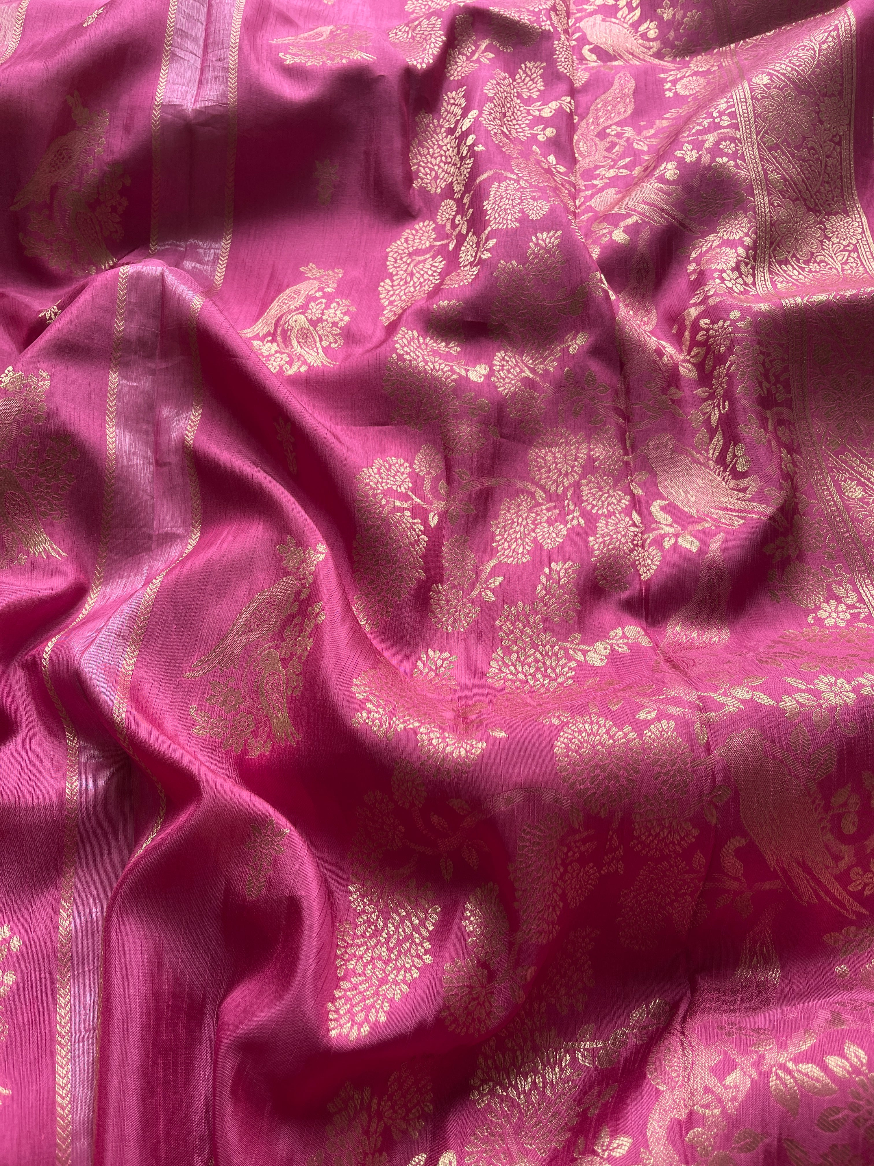 Pink Viscose Silk Saree